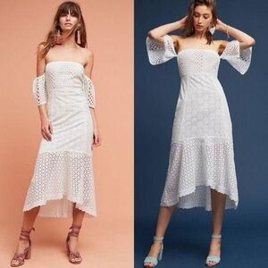 Off The Shoulder Eyelet Midi Lace